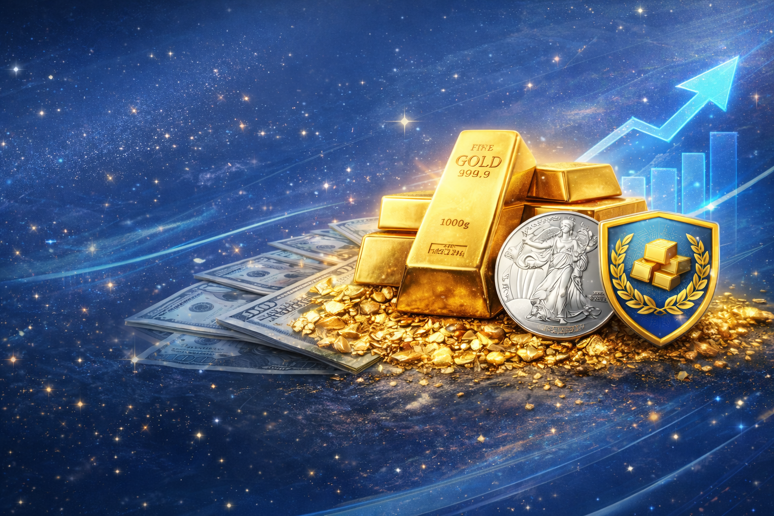 Gold and silver retirement investing illustration