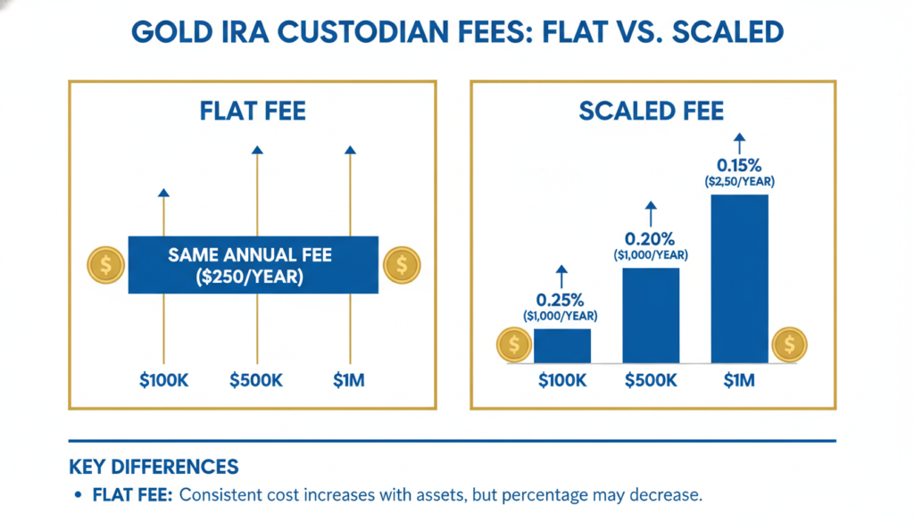 Comparison chart of Gold IRA custodian fee structures