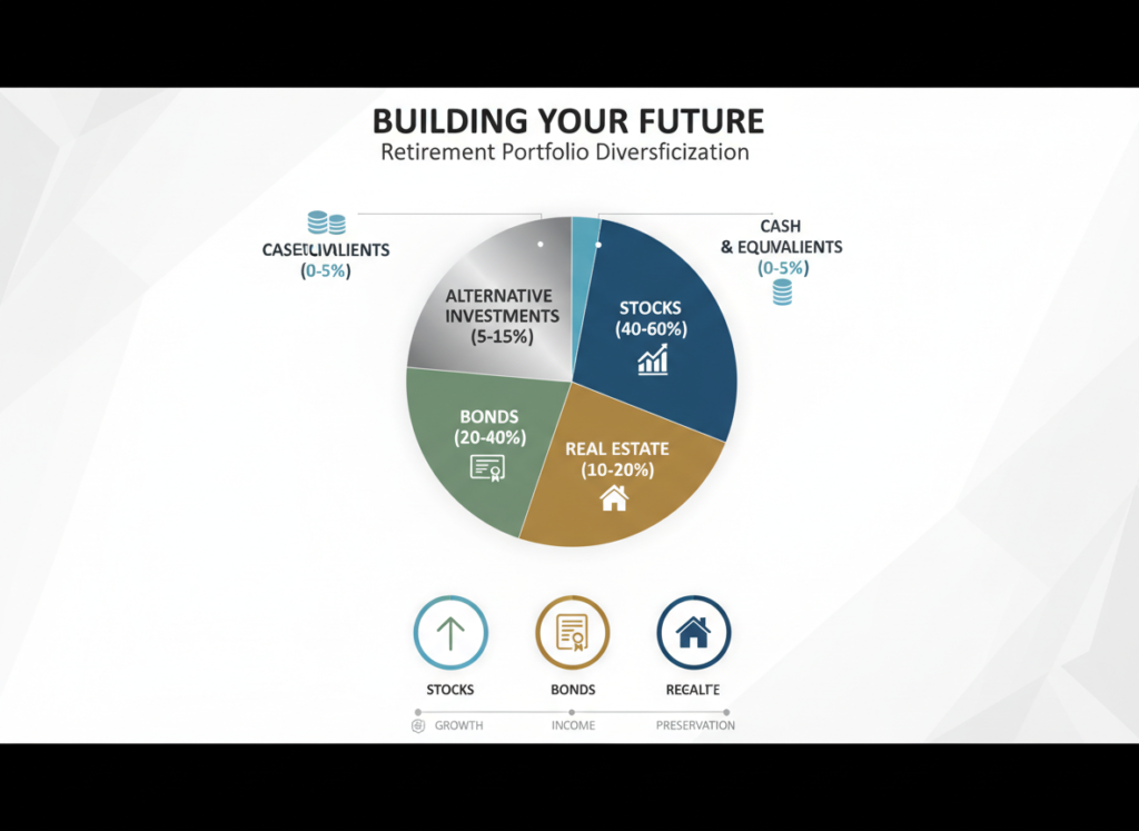 Retirement portfolio pie chart showing silver allocation